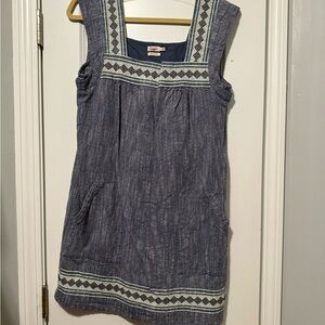 Faherty Hailee Dress Navy Jacquard Size Medium